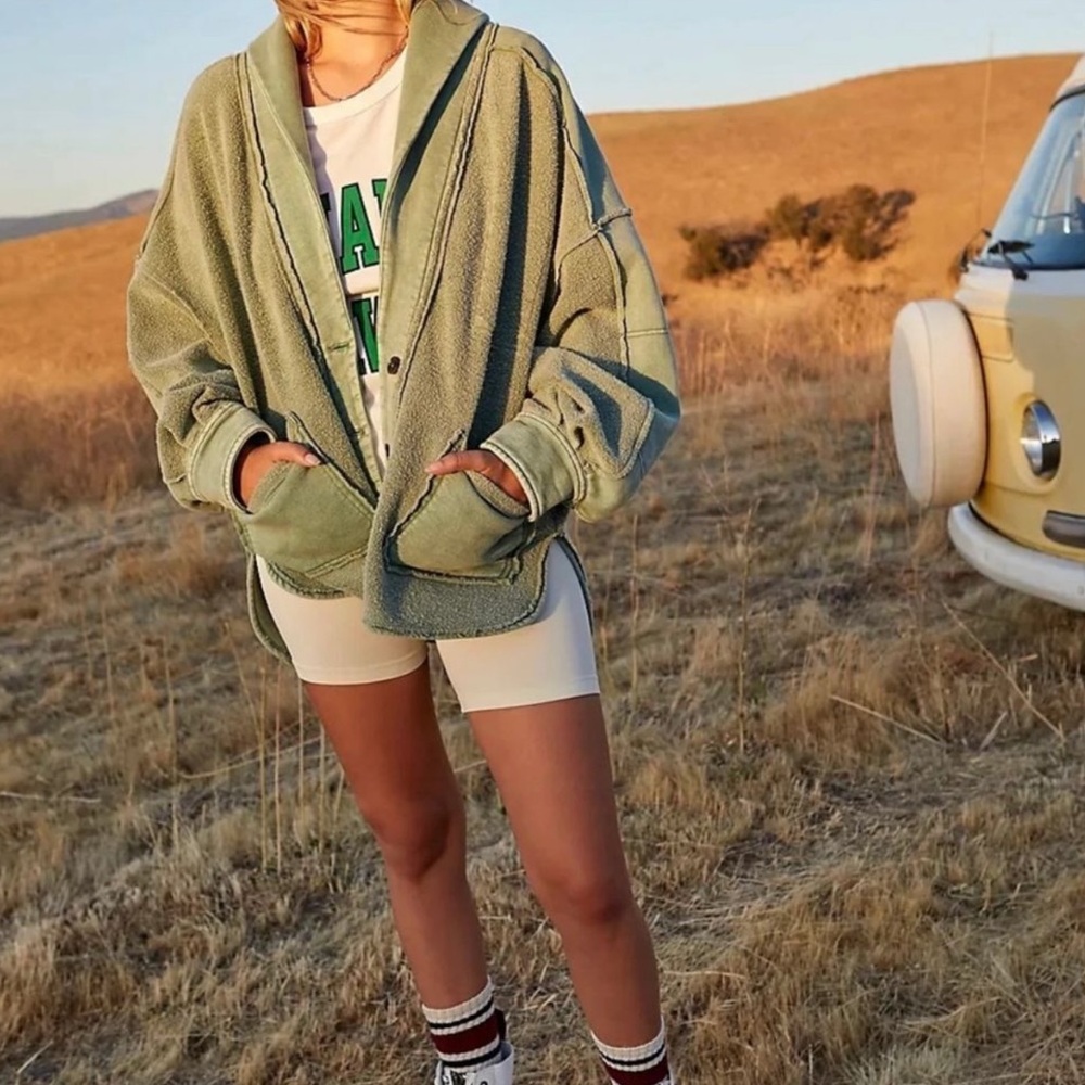 FREE PEOPLE Jordan Jacket NEW Size S Bleached Military Green Shacket